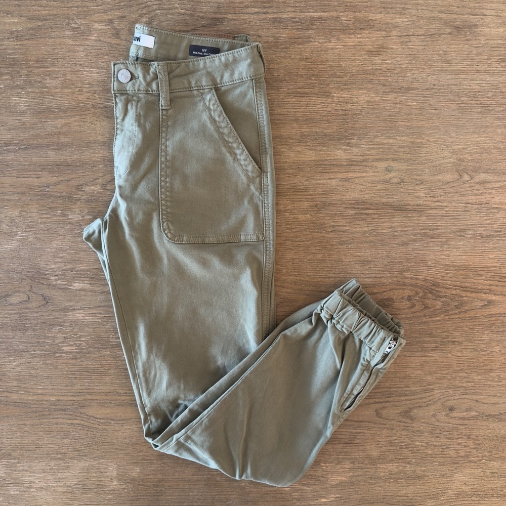 Mavi IVY Mid Rise Slim Cargo Jeans Pants Jogger-Khaki Green-Women Sz 25/28-Small - Picture 6 of 16
